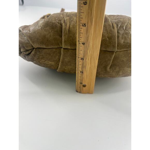 Vintage Innue Purse Tan Brown Italian Leather Crossbody Bag Medium Boho Zipper - Picture 9 of 13